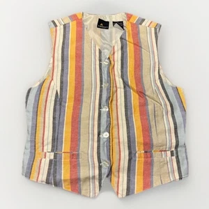 Vintage Lizsport Women's Colorful Striped Sporty Vest Size 8, MEDIUM Button Down - Picture 1 of 11