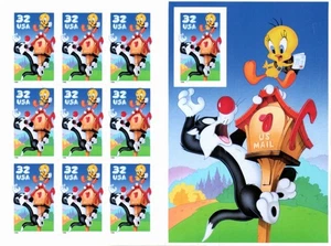 Scott#: 3204 Sylvester & Tweety Bird Pane of 10x32¢ 1998 Stamps - Lot 7 - Picture 1 of 2