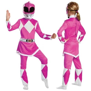 Girls' Deluxe Mighty Morphin Pink Ranger Jumpsuit - Picture 1 of 8