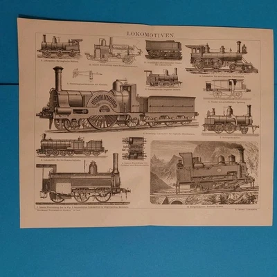 Orig.(1885) Holzstich Lokomotiven  - Bild 1 von 4