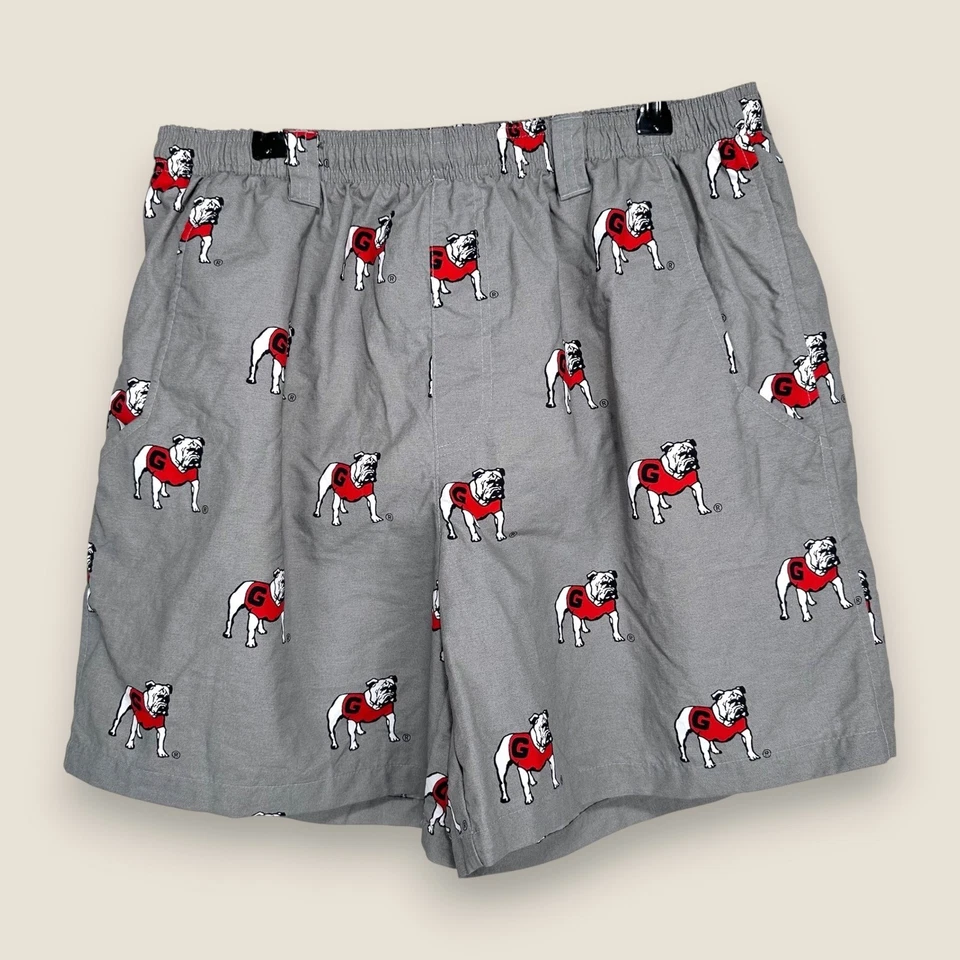 Georgia Bulldogs Columbia PFG Swim Trunks Shorts Men Medium Gray All Over Print - Image 1 of 4