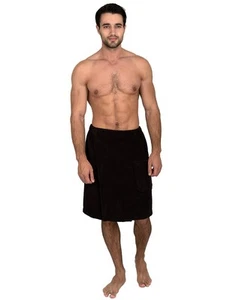 Mens Shower Wrap Adjustable Cotton Terry Bath Gym Cover Up with Snaps Large/X... - Picture 1 of 3