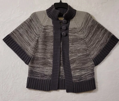 Cardigã feminino suéter tamanho médio Sonoma cinza meia manga sino mistura de algodão - Imagem 1 de 4