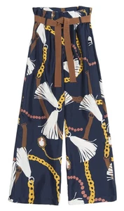 ALYSI donna pantalone macro foulard fantasia blu 158135 A8051 NOTTE - Picture 1 of 5