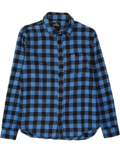 HOLLISTER Mens Flannel Shirt Large Blue Check Cotton CF01 - Picture 1 of 3
