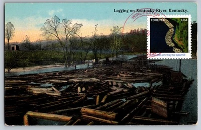 #4710g Earthscapes Log Rafts on way to Sawmill Maxi Card - Image 1 of 2