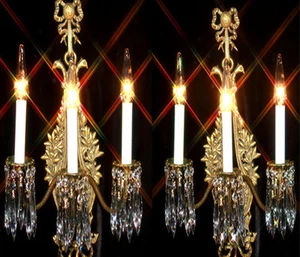 2 Antique candle bird Bronze Brass Crystal Sconce French Vintage wall chandelier - Picture 1 of 6