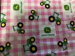 John Deere pink White Checks baby toddler sheets set - Picture 1 of 1