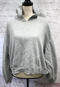 DIVIDED H&M Women's Gray Semi Cropped Hoodie Hooded Sweatshirt Size L - Picture 1 of 3