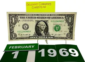 Birthday/Anniversary Dollar February 1 1968 . Fancy Serial Number Circulated - Picture 1 of 11