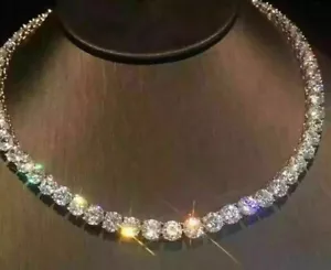 White Treated Diamond Tennis Necklace 24 Inches VVS1 Certified ! Christmas Gift - Picture 1 of 5