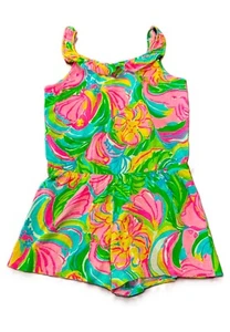 LILLY PULITZER Girl's Romper Est. XL (12/14) Elephant Monkey Lion Print - Picture 1 of 4
