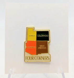 Vintage Four Corners Arizona Colorado New Mexico Utah Travel Souvenir Enamel Pin - Picture 1 of 3