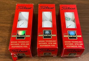 Pelotas de golf Titleist DT Spin - Lote de 3 mangas (9 pelotas) logotipo MSA - Nuevas en caja Nuevas en caja - Imagen 1 de 3