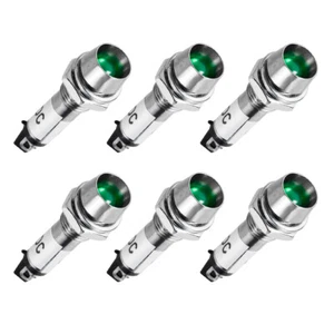 6pcs Indicator Light DC 12V Green Metal Shell Panel Mount 5/16" 8mm - Picture 1 of 7
