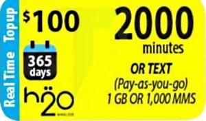 100 USD H2O PAY AS YOU GO SZYBKIE BEZPOŚREDNIE NAPEŁNIANIE ONLINE > 25 lat ZAUFANY DEALER USA < - Zdjęcie 1 z 1