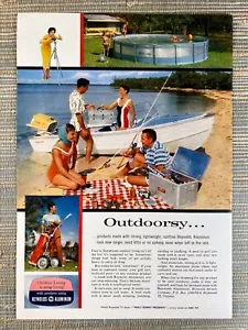 Pubblicità stampa vintage Reynolds alluminio soggiorno esterno barca cortile piscina golf 1959 - Foto 1 di 1