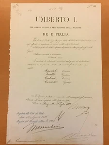 Attestato firmato da Umberto I di Savoia - Imagen 1 de 1