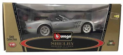 Burago 1/18 Scale 3323 Shelby Series 1 1999 Silver Red Diecast Model Car Boxed - Image 1 of 4