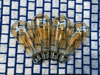4 new LED AMBER Light Bulb ST19 6w equals = 60w A19 Antique Edison Vintage RETRO - Image 1 of 4