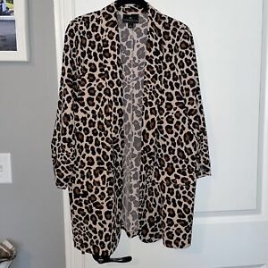Worthington Womens Open Front Blazer Jacket Leopard Print Size Large