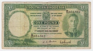 Southern Rhodesia 1 Pound 1945 P10d King George Strachan & Beadle Zimbabwe Ruins - Picture 1 of 6