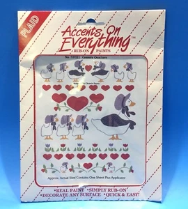 Plaid Accents On Everything Rub-On Paints Country Quackers Geese Hearts Tulips - Picture 1 of 6
