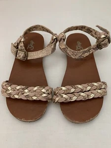 Gap Girls Baby Toddler Sandals Sz 6 Nude Snake Print Straps - Picture 1 of 4