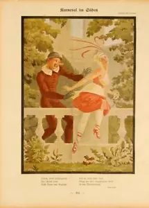 SIMPLICISSIMUS 1913 VON LENDECKE KARNEVAL IM SUDEN AUF LEINEN ORIGINAL - Bild 1 von 1