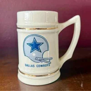 Vintage 1970's DALLAS COWBOYS NFL Football Ceramic Porcelain Beer Mug Stein Cup - Picture 1 of 6