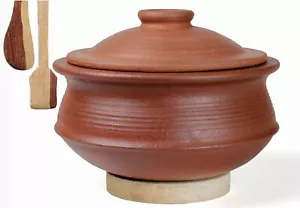 Handi/Pentola Argilla Biryani per Cucinare e Servire con Coperchio 2 Litri - Foto 1 di 6