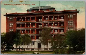 Postcard Winnipeg Manitoba c1913 Warwick Apartments Demolished 1982 - Picture 1 of 2