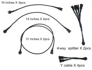 Trike Underglow Led Lights Accessies Extension Cords Y Cable 4 Way Splitter Kit - Foto 1 di 11