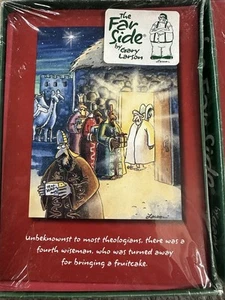 Paquete de 12 tarjetas de Navidad 1994 The Far Side cuarto hombre sabio trajo pastel de frutas - Imagen 1 de 8