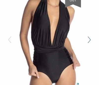 Nicole Miller NWT Size Medium Black Swimsuit Convertible Strap High Waist Plunge - Image 1 of 4