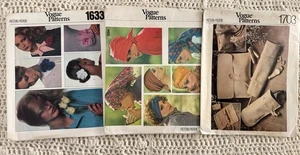 VTG Vogue Patterns Accessories Purse Hat Flower FF UNCUT 1703 1633 1294 Lot Of 3 - Picture 1 of 7