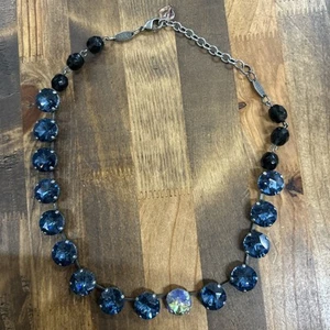 "Collar Gargantilla 18"" W 15 Sabika Vienna Piedras Azul Oscuro Piedra Arco Iris Blanca" - Imagen 1 de 7