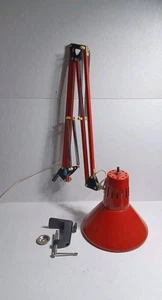 Vtg Red Underwriters Laboratories Architect Drafting Desk Lamp With Desk Clamp!! - Picture 1 of 10