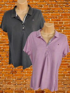 TOMMY HILFIGER POLO SHIRT BUNDLE SIZE LARGE CLASSIC FIT BLACK PINK CAP SLEEVE - Picture 1 of 9