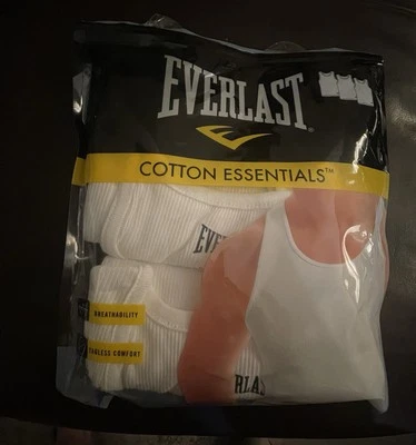 Novo Everlast Masculino Pacote com 2 Regatas Brancas Essenciais de Algodão Tamanho M 38" a 40" - Imagem 1 de 2