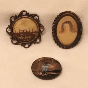 Lot of 3 Antique & Vintage Pins Hoffman Sterling, S.S. Ze Eland, Portrait pin - Picture 1 of 24
