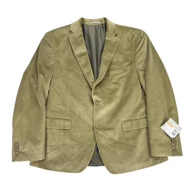 Alfani Mens Slim Fit Solid Velvet Sport Coat Tan 44S - Image 1 of 4
