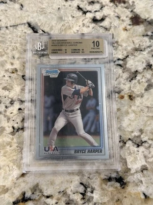 2010 Bowman Chrome Bryce Harper 18U USA BGS 10 Pristine Rookie Card Phillies - Image 1 of 2