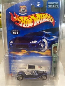 2003 Hot Wheels #1 Treasure Hunt 1/12 HOOLIGAN White Real Riders w/Protector - Picture 1 of 1