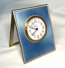 40s Swiss Art Deco Sterling Silver & Enamel Travel Clock by Tiffany & Co.(InS)54