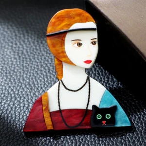 acrylic girl brooch fashionable creative clothing accessory pin cartoon design - Foto 1 di 13