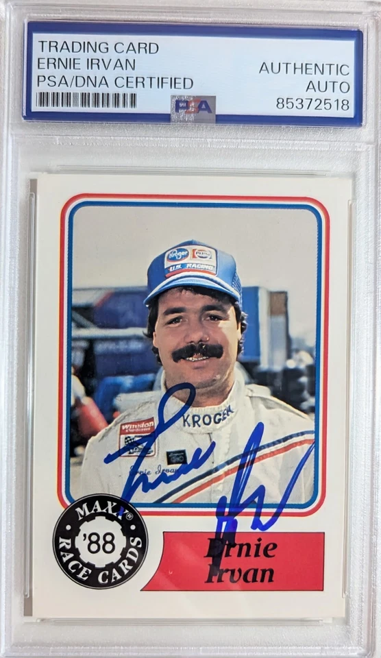 Tarjeta coleccionable Maxx 1988 firmada por Ernie Irvan autografiada PSA/DNA NASCAR Foto 1 de 1