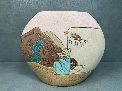 Jarrón de cerámica vintage Vera Russell Southwestern 22kt borde 9 1/2" de alto Foto 1 de 4