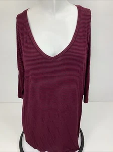 American Eagle Damen 3/4 Arm Oberteil rot schwarz Streifen V-Ausschnitt Tunika Small - Bild 1 von 5