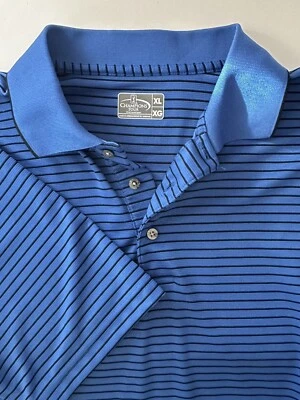 Champions Tour Golf Men's XL Polo Shirt Short Sleeve Blue Black Stripes - Image 1 of 4